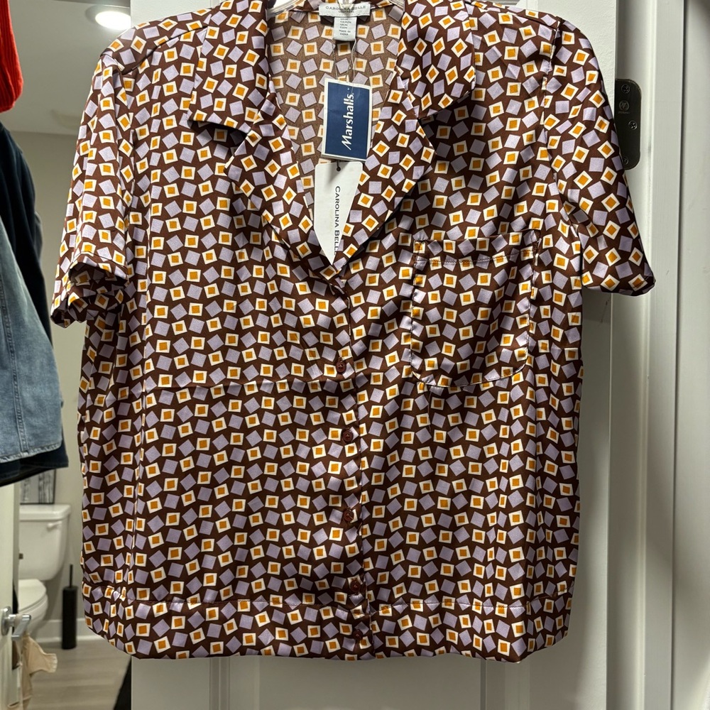 Brown Geometric Blouse